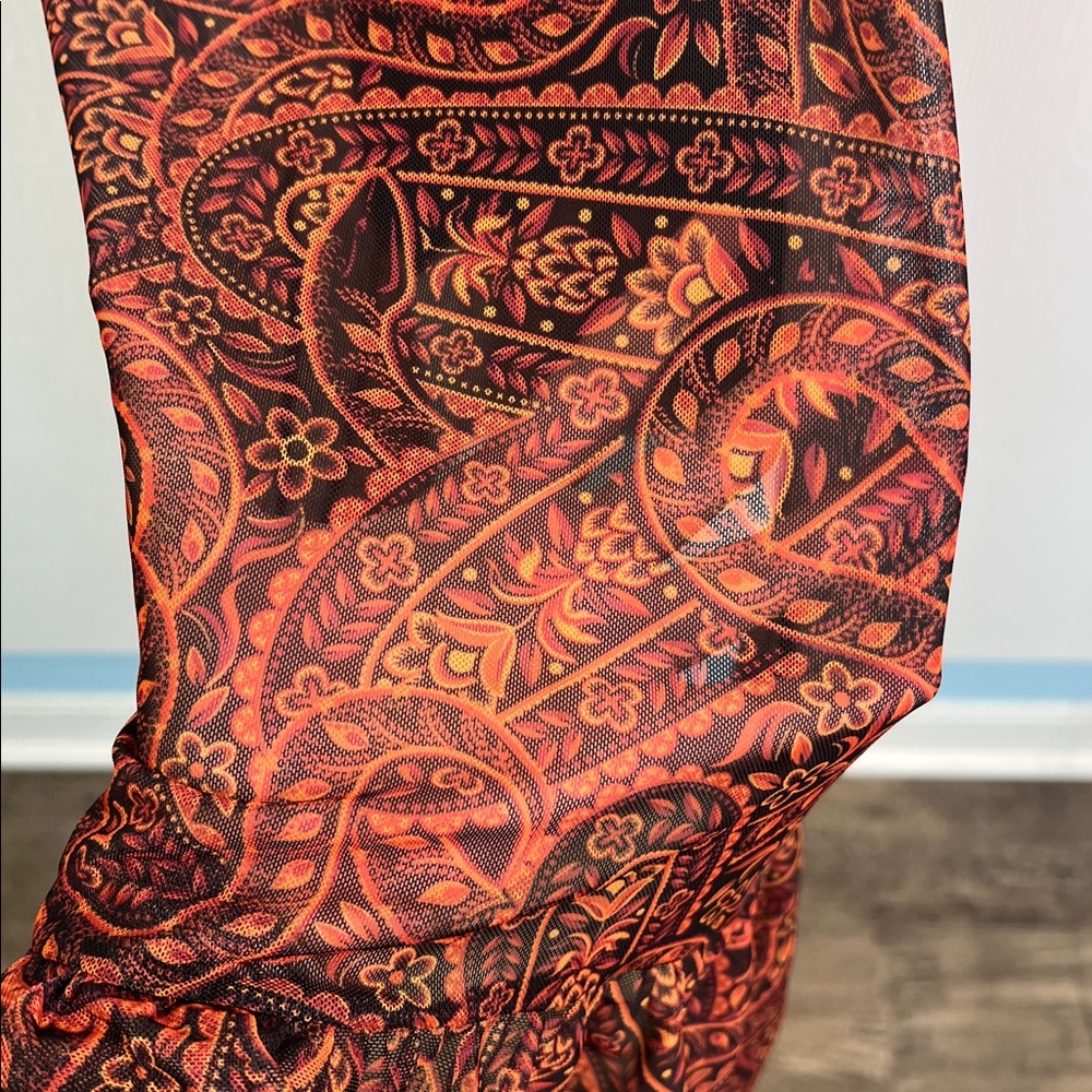 Farm Rio - Anthropologie Printed Paisley Mock Neck Long Sleeve Midi Dress SZ XL - Picture 8 of 12
